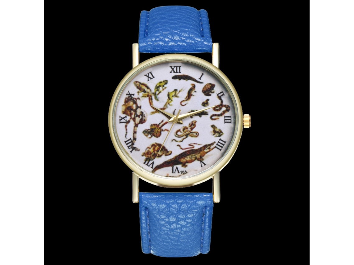 Reloj Analógico De Cuarzo Para Parejas Unisex Con Correa De Cuero Pu Azul Real
