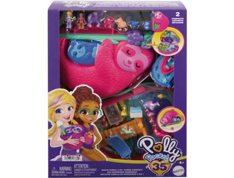 POLLY POCKET Cofre Familia de Perezosos 2 En 1