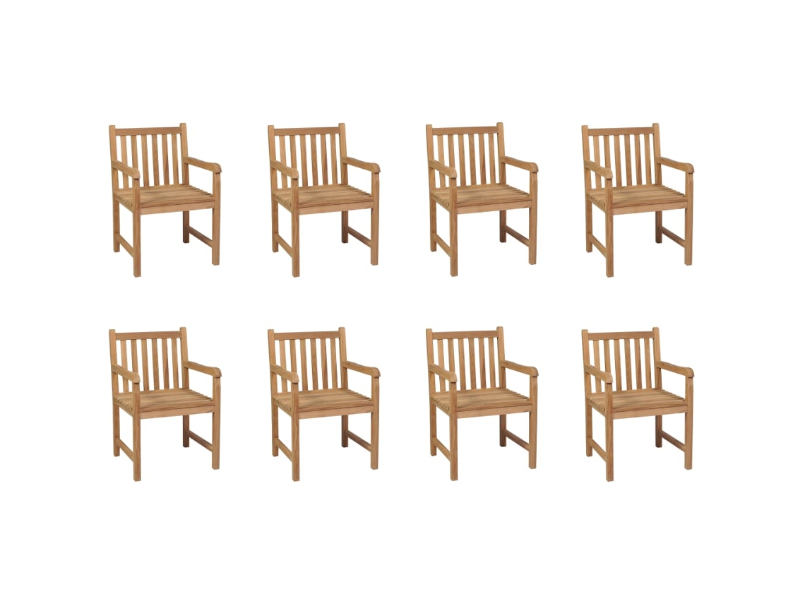 Sillas de exterior de teca maciza de 8 piezas DKD Home Decor