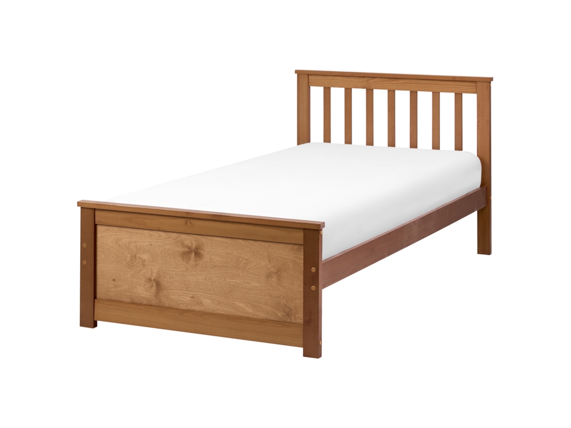 Estrutura De Cama Scandi Beliani Olendon De Madeira De Pinho Castanho 90x200