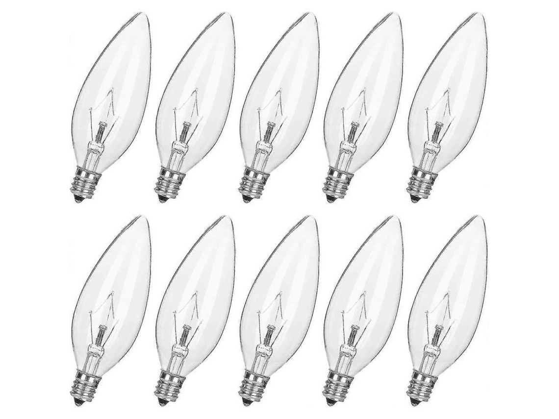 10 Bombillas Incandescentes Transparentes Ctc B10 E12 De 15 W Y 120 V Para Lámparas De Araña Y Decoración.