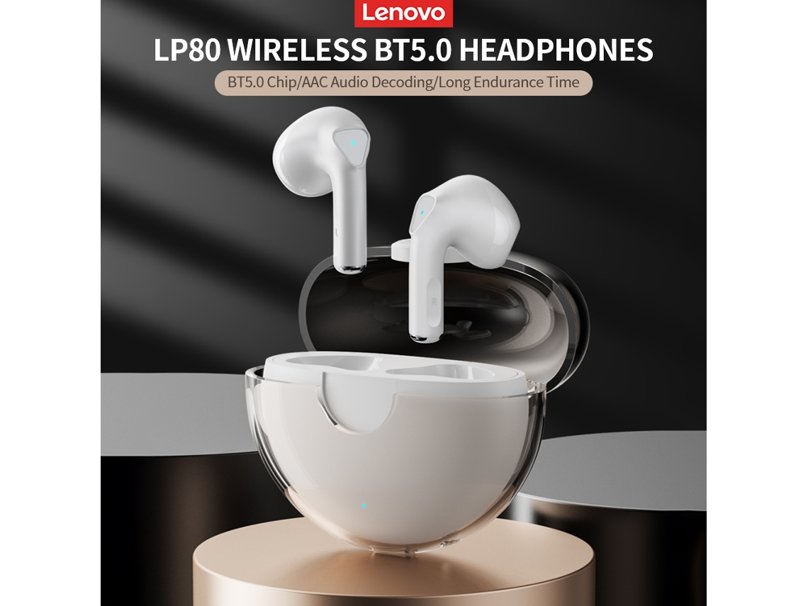 Auriculares Inalámbricos Lenovo Lp80 Bt5.0, Auriculares Semi-intrauditivos Deportivos, Color Negro