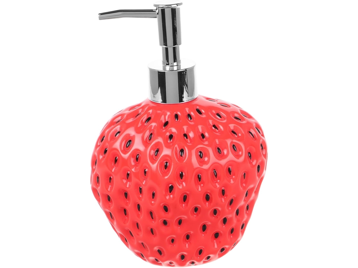 Dispensador De Xampu Recarregável Em Formato De Morango, Feito De Plástico Vermelho. Design Moderno E Criativo, Para