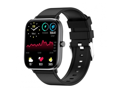 Smartwatch Llamada compatible con Bluetooth Detección de temperatura Oxímetro de presión arterial Deporte Negro