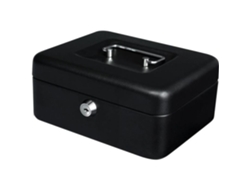 Monedero y monedero con cerradura de seguridad de acero lacado en negro con llave 20 x 16 x 9 cm YALE