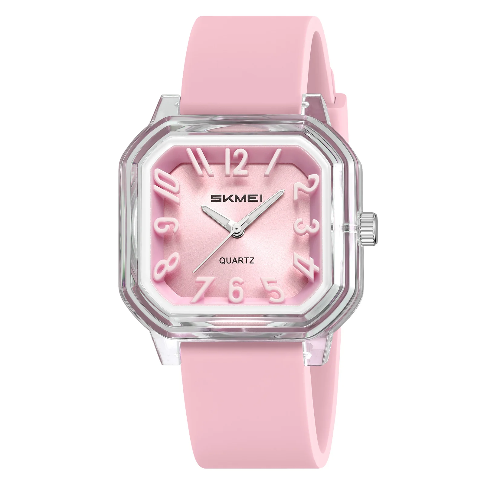 Reloj De Pulsera Analógico Cuadrado De Cuarzo (rosa Claro), Resistente Al Agua, Estilo Casual, Para Mujeres Y Estudiantes.
