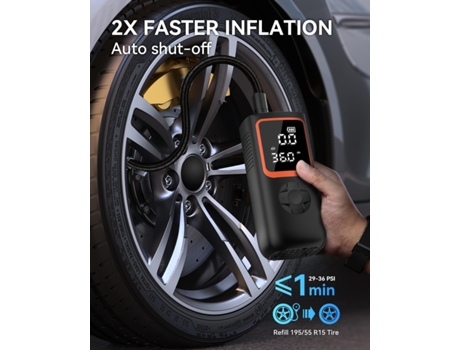 Compresor de aire portátil para neumáticos, bomba de aire inalámbrica de 6000Mah y 150Psi para neumáticos de coche con manómetro y luz LED, compres...