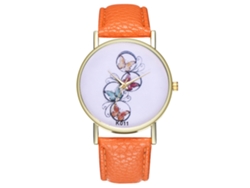 Reloj De Pulsera De Cuarzo Zhoulianfa Con Correa De Piel Sintética Naranja, Unisex.