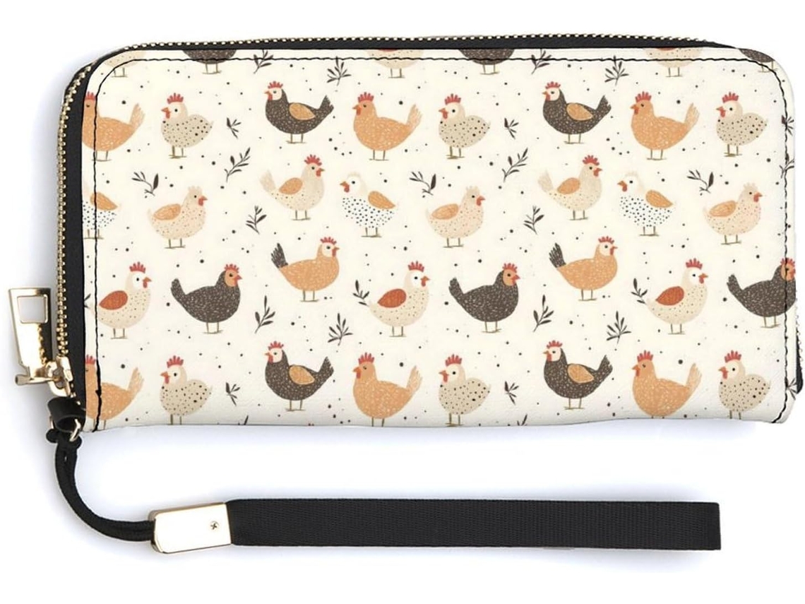 Cartera Cuero Con Cremallera Para Mujer Diseño Estampado
