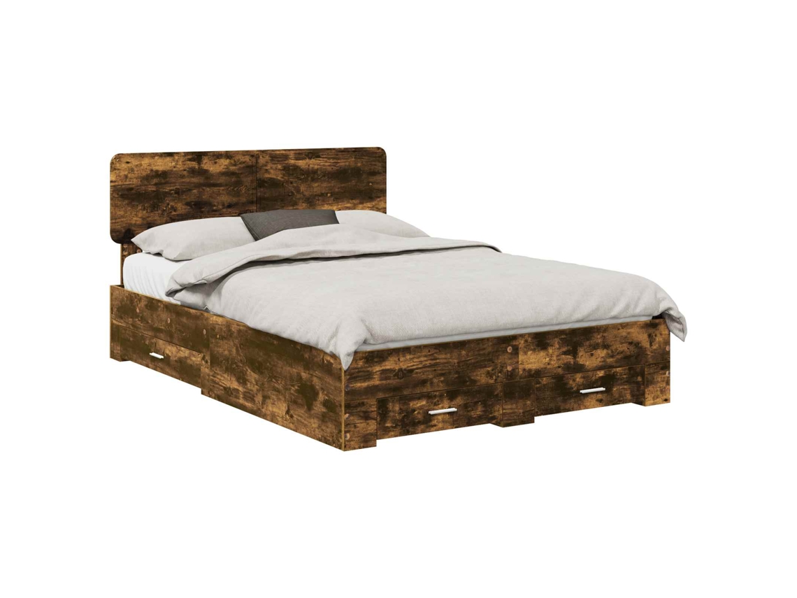 Maison Exclusive - Estructura De Cama Con Cabecera Roble Ahumado 140 X 200 Cm