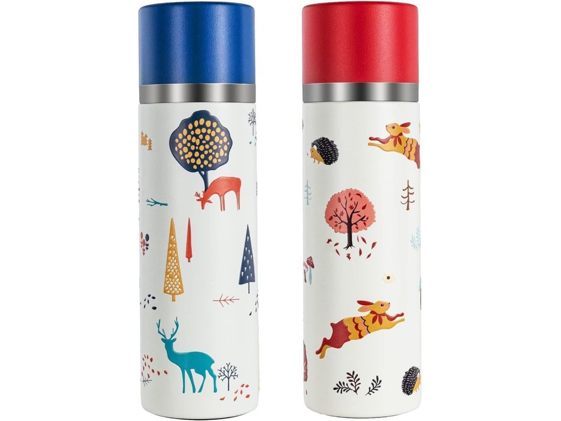 Botella de agua de acero inoxidable Rebe Linjou Flask de 350 ml, color rojo, termo de viaje.