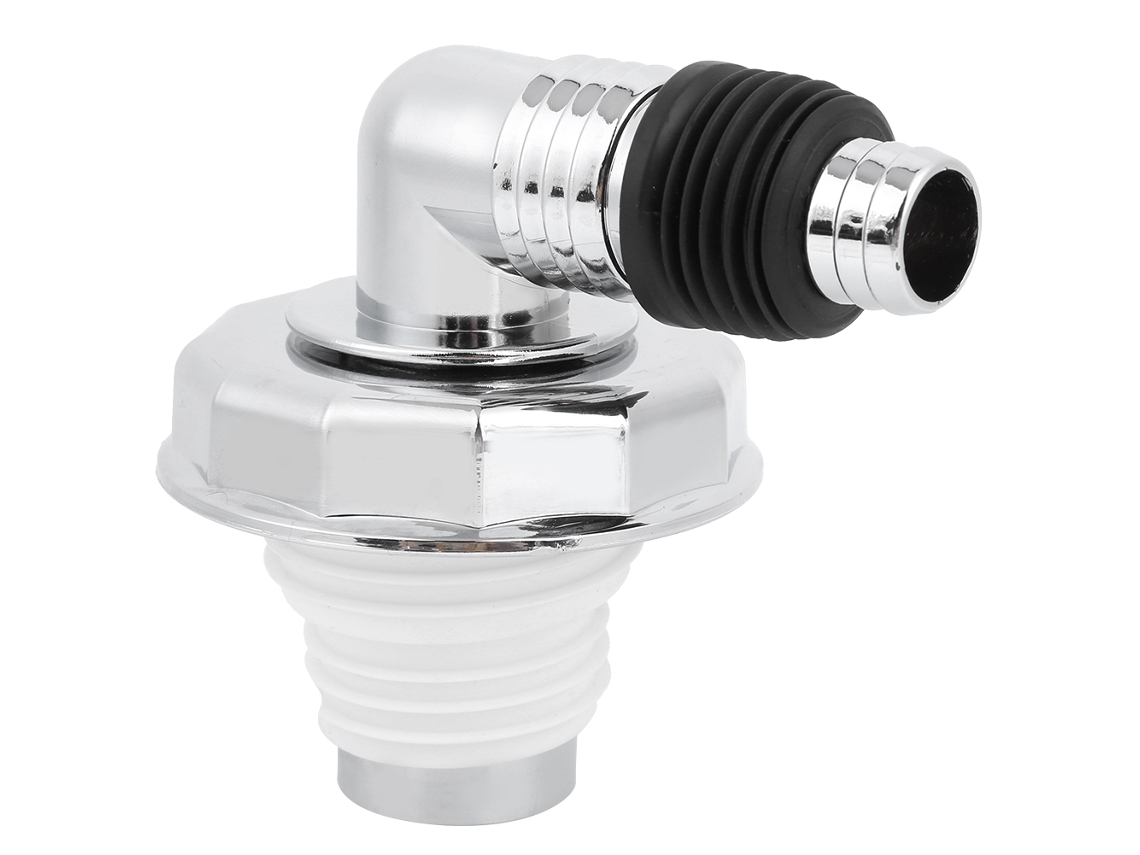Conector de desagüe para lavadora, PVC, cromado, sellado con tapa