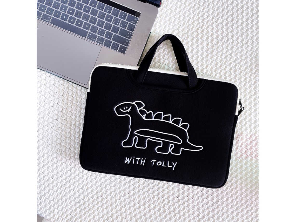 Bolsa para portátil, Bolsa para portátil bonita, Bolsa negra con diseño de dinosaurio de 15.6 y 16 pulgadas Yunzii