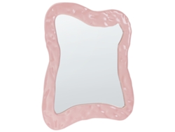 Espejo colgante asimétrico Beliani Pencran en MDF rosa 60x3x80