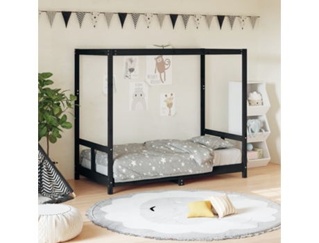 Estructura De Cama Infantil VIDAXL Negro Madera (80x160 cm)