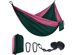 Hamaca sencilla Eifson con 51 correas y mosquetón, 270 x 140 cm (morado oscuro, verde oscuro)