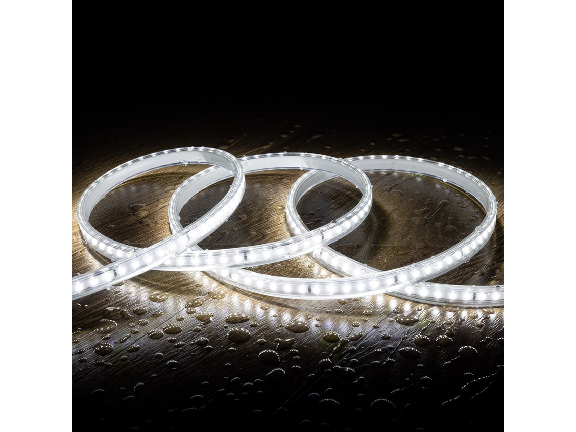 Tira LED 220V SMD2835 120LED/m Blanco Frío IP65 Ancho 12mm Corte 100cm LEDKIA