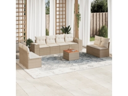 Conjunto de sofá de jardín de 9 piezas con cojines, mimbre sintético beige, Dkd Home Decor