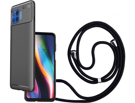Funda Moto G 5G Plus Rugged Carbon Con Collar Negro