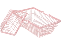 Kit De 2 Cestos De Armazenamento E Compras Yarnow Em Metal Rosa, Compactos E Fáceis De Usar, Com Design Simples E