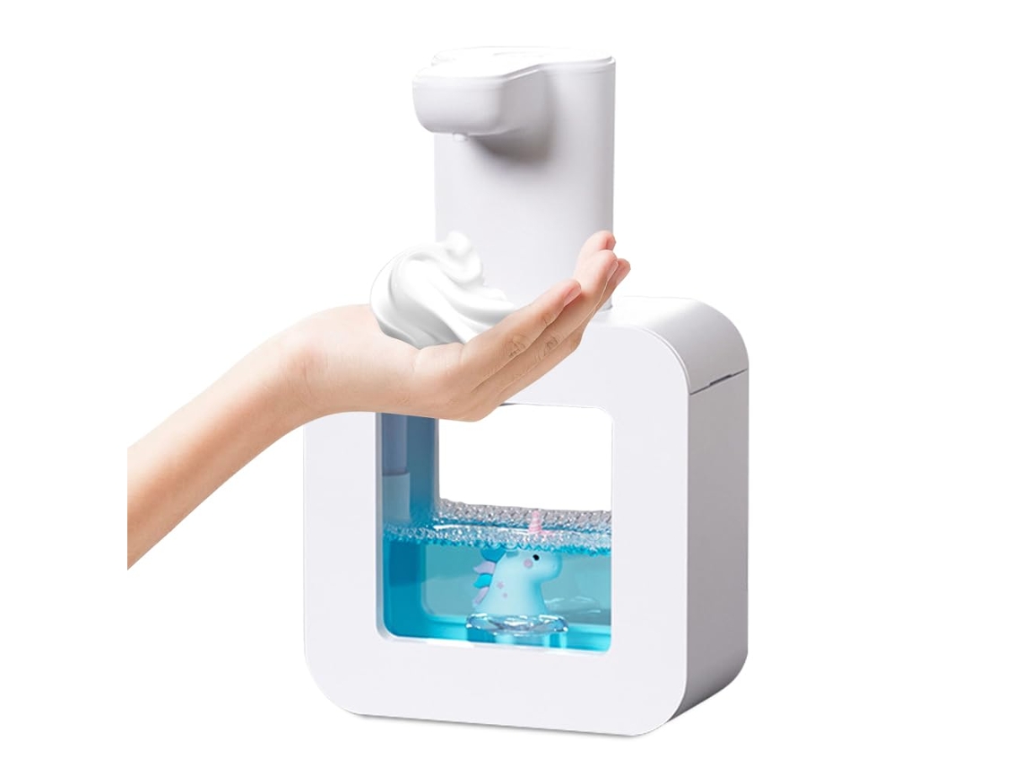 Dispensador automático de gel de alcohol espumoso para niños, impermeable, estampado de gatito blanco, para uso escolar, Csyy