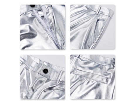 Pantalones de Hombre ALLTHEMEN Slim Fit Hot Plateado (34)