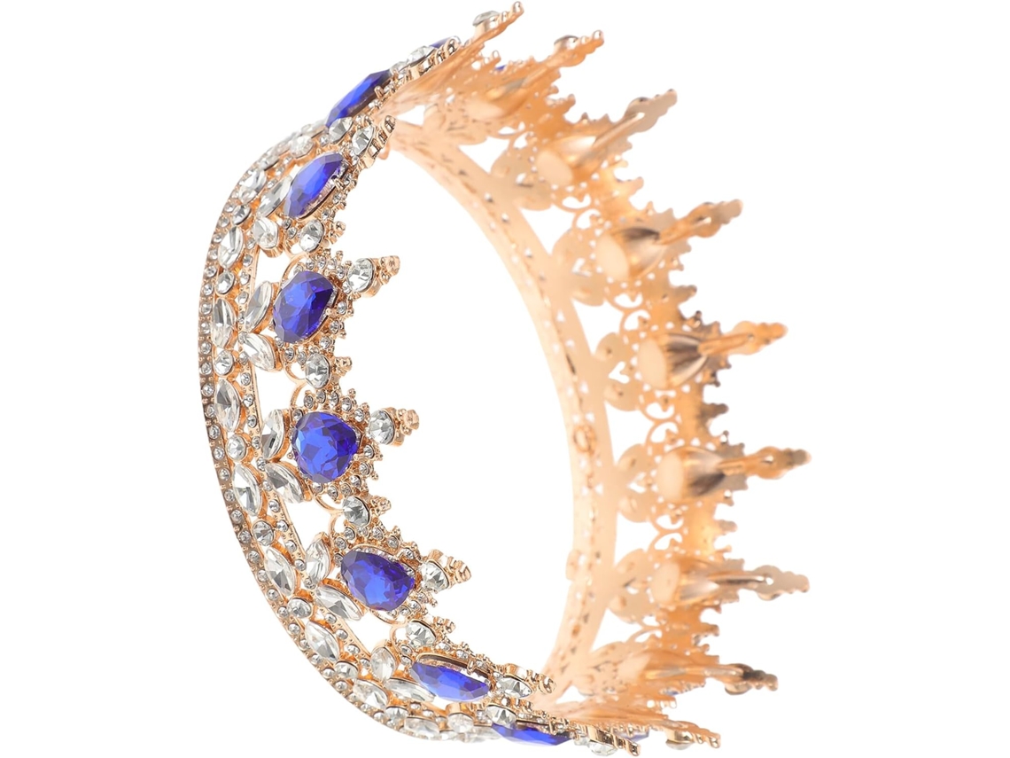 Corona Mariage Classique En Alliage De Zinc Y Strass Dorado Azul, Accessoire Coiffure Pour Mujers