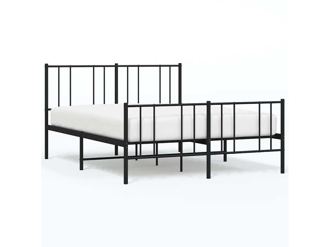 Maison Exclusive - Estructura Cama Sin Colchón Con Estribo Metal Negro 150x200 Cm