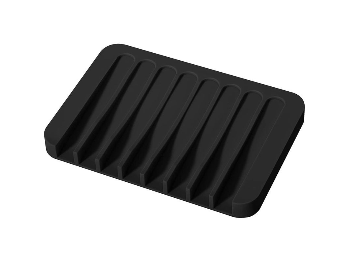 Plato De Jabón De Silicona Con Drenaje Para Baño Y Cocina, Portajabón Negro Resistente A La Humedad