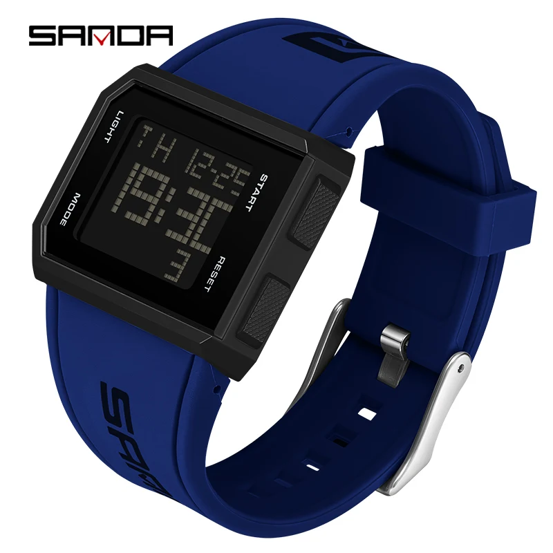 Reloj Digital Para Hombre (azul), Cronógrafo Deportivo, Resistente Al Agua.