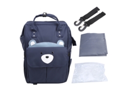 Mochila Multifuncional Para Mamá Con Correa, Gran Capacidad, Diseño De Osito De Peluche, Azul Marino.