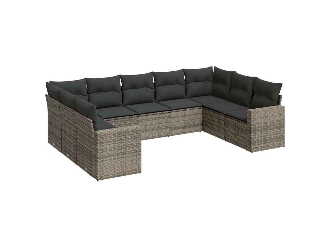 Maison Exclusive - Juego de sofás de jardín de 9 piezas con cojines de mimbre, color gris