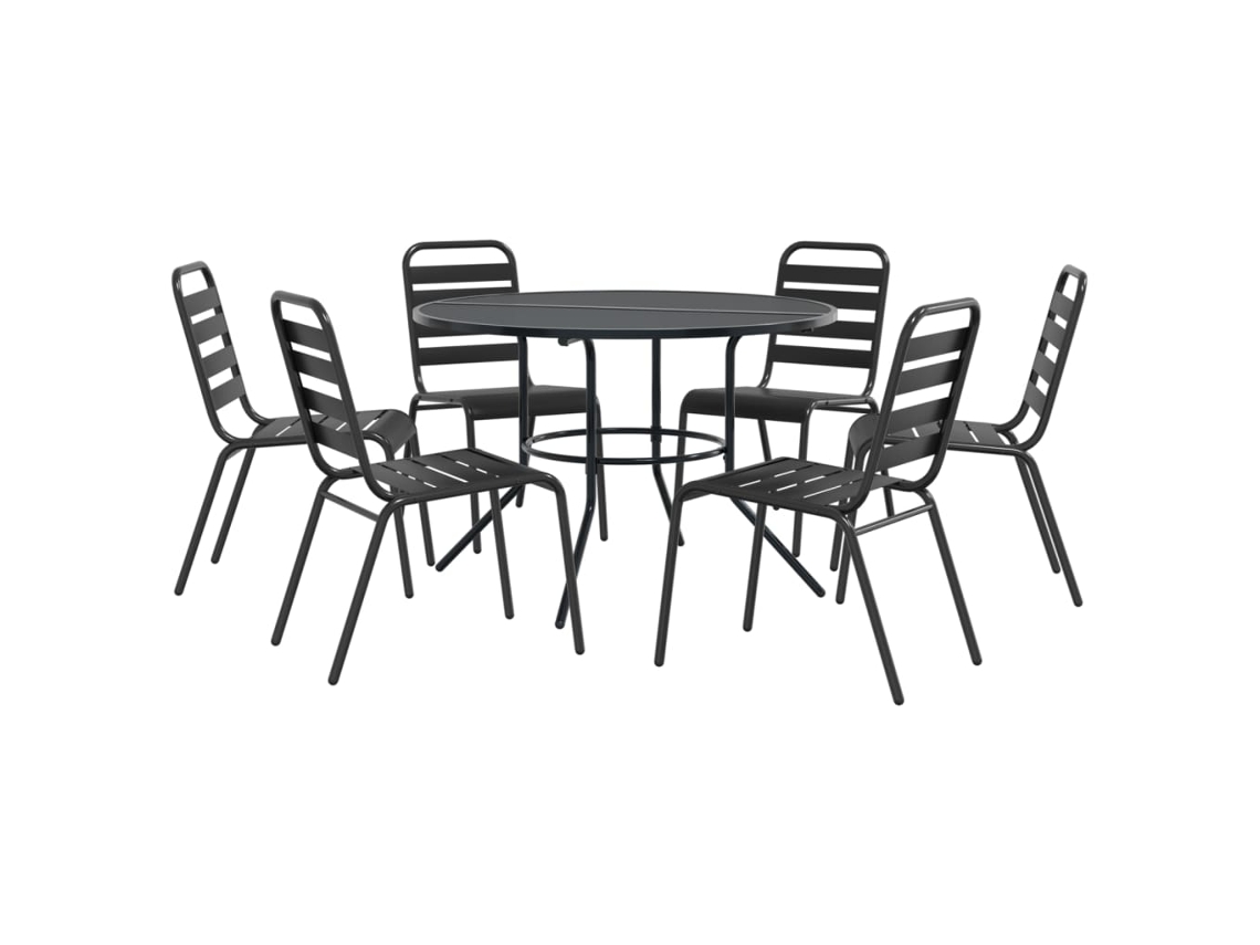 Maison Exclusive - Sillas Jardín Apilables 7 Pzas Acero Recubrimiento Polvo Gris