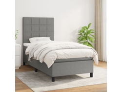 Cama Box Spring Con Colchón Tela Gris Oscuro 80x200 Cm