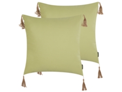 Cojines decorativos con borlas BELIANI Chmistar de Poliéster Verde 45x45x12