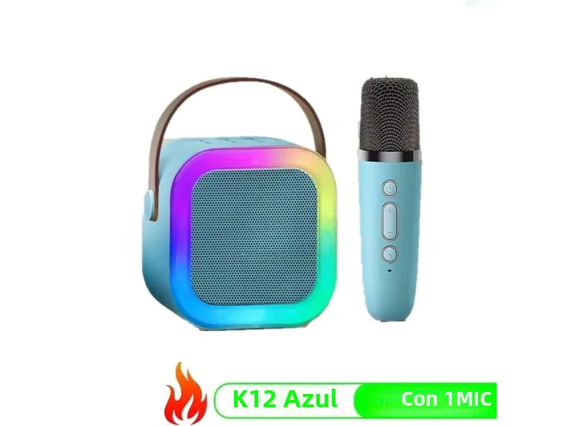 (azul, Un Micrófono Inalámbrico) Altavoz Bluetooth, Adecuado Para Fiestas, Luces Led Y Estéreo Hifi.