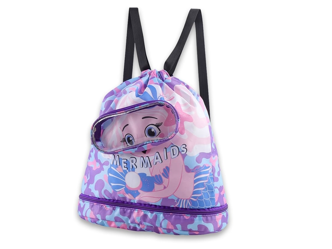 Mochila con cordón ajustable, bolsa de playa impermeable, bolsa para zapatos, bolsa de natación infantil, rosa y violeta*