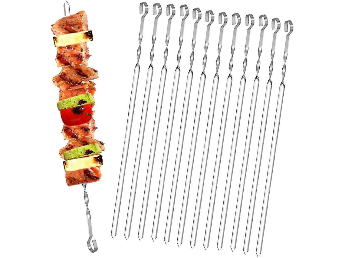 Pinchos De Barbacoa De Acero Inoxidable 304, 20 Piezas 15 Pulgadas, Planos Reutilizables Para Fiesta Familiar