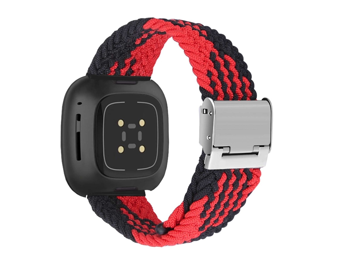 Correa Pulsera Trenzada Flexible para Fitbit by Google Versa Rojo y Negro