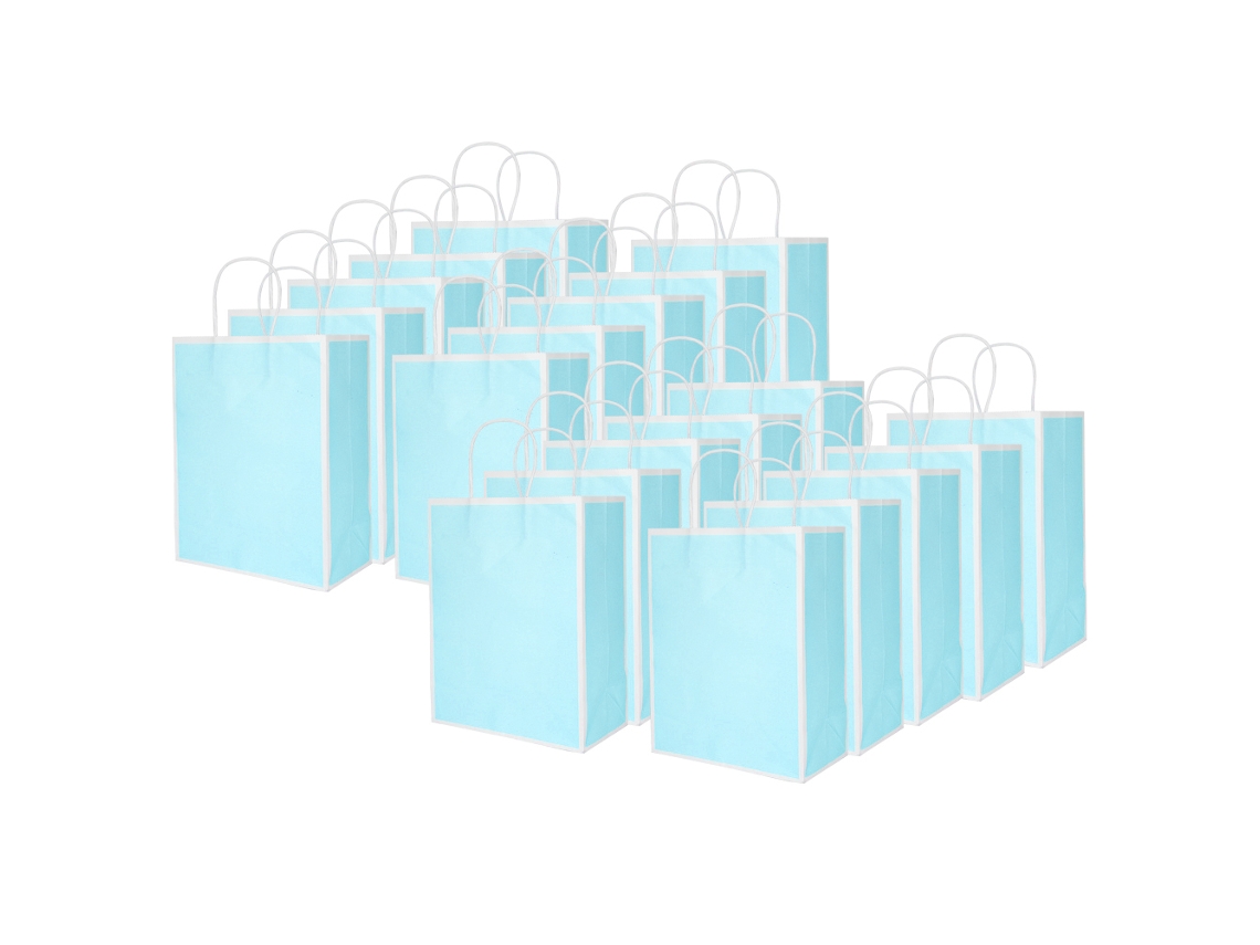 20 bolsas de papel kraft azules reutilizables y ecológicas