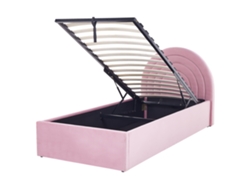 Cama con almacenaje BELIANI Anet de Terciopelo Rosa 106x218x100