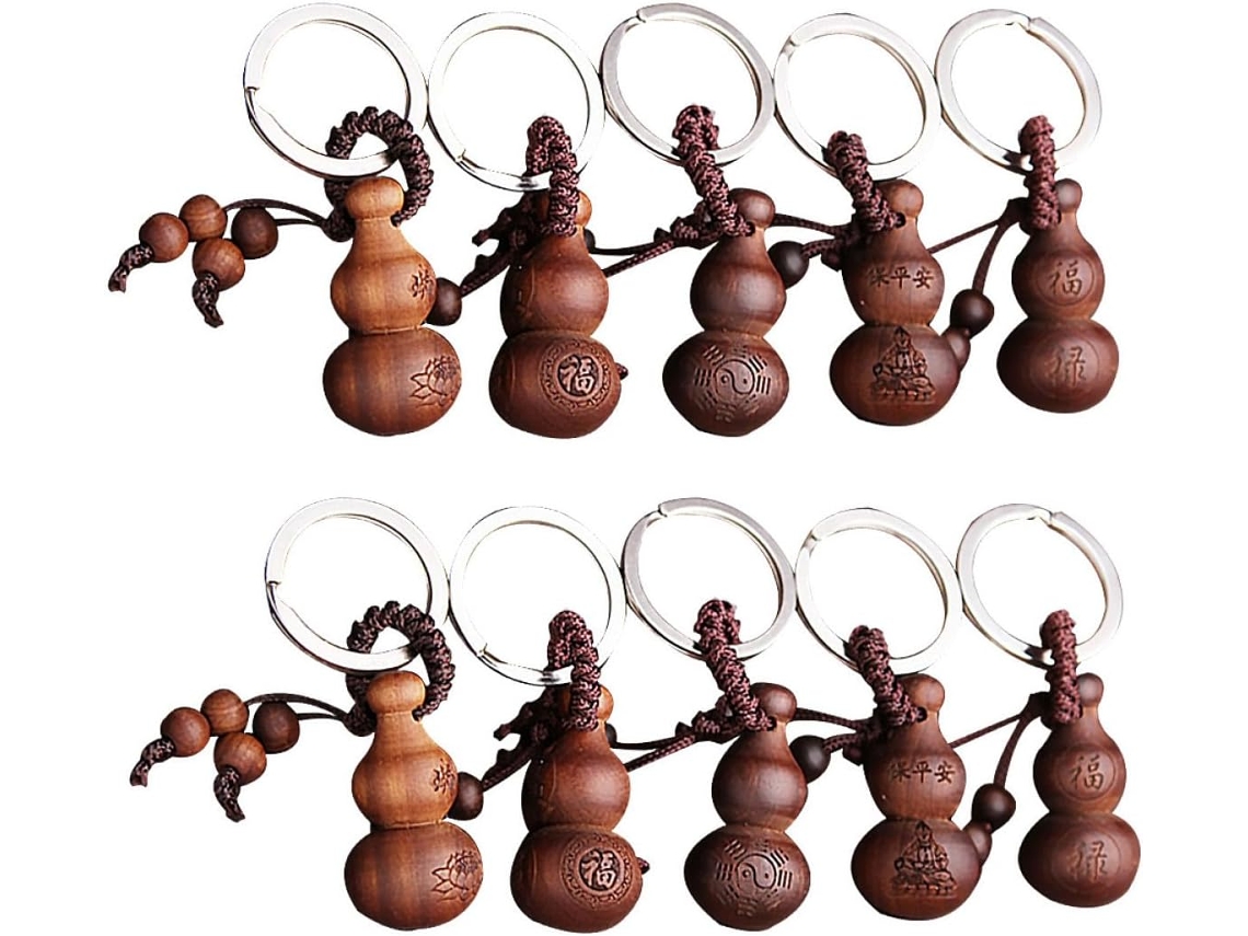 Juego De 10 Llaveros Colgantes De Madera Marrón Con Forma De Botella De Agua, Suaves Y Prácticos, Accesorios Creativos.