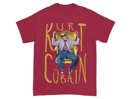 Camiseta ROCKINSTONE Nirvana Kurt Cobain silla sentada foto para hombre (XXL)