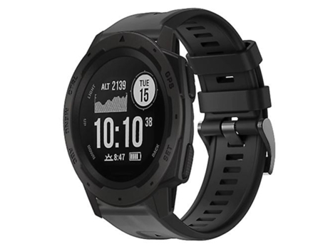 Correa De Reloj Inteligente Para Garmin Instinct, Hebilla De Metal, Correa De Reloj De Silicona Negra De Color Sólido VENISYMLIS