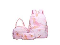 Juego de mochila escolar rosa de tres piezas
