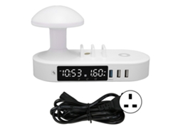 Reloj Cargador Con Luz Nocturna, Control Táctil, 6 Puertos Usb, Lámpara De Mesa, Carga Inalámbrica (reino Unido)