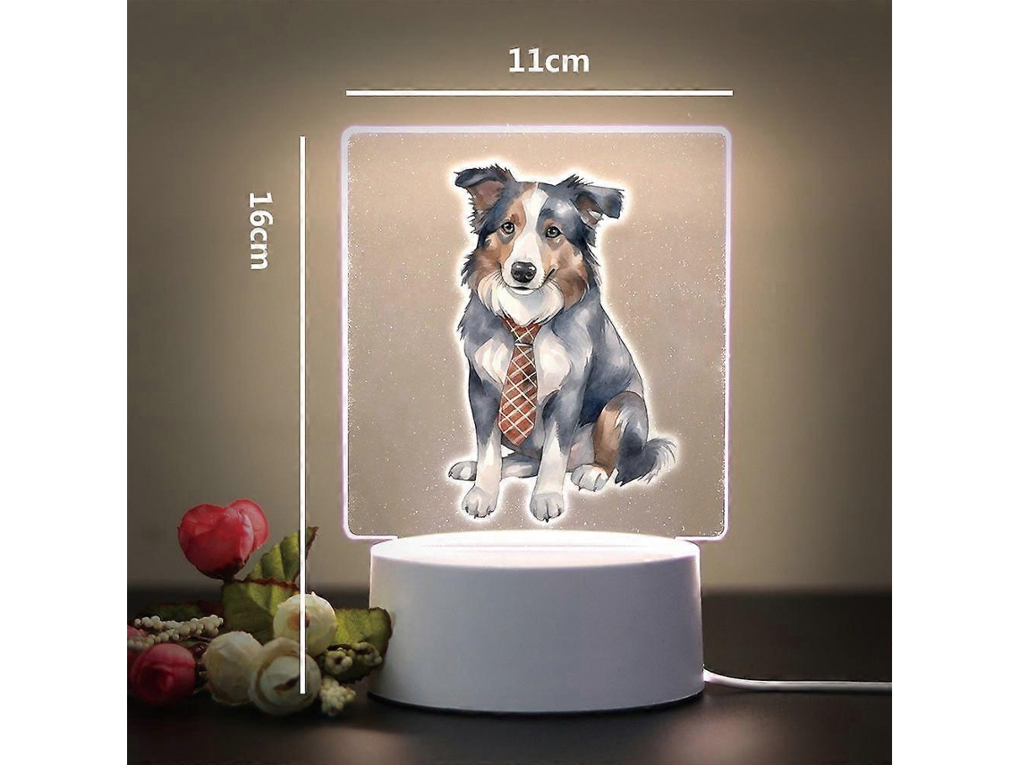 Lámpara de noche infantil recargable con diseño de Border Collie estilo manga/anime, ideal para la habitación de los niños. Rosewell