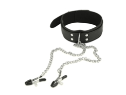 Collar De Restricción De Cuero Pu Con Pinzas De Pezones Para Bdsm Juego Sexo Herramienta