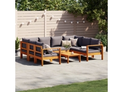 Conjunto de sofás de jardín DKD Home Decor de 6 piezas con cojines en madera maciza de acacia