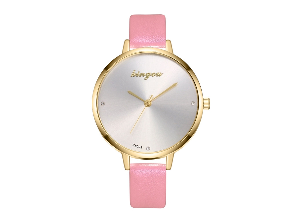Reloj De Pulsera Analógico De Cuarzo Para Mujer Con Correa Sencilla Clásica De Pu Rosa.